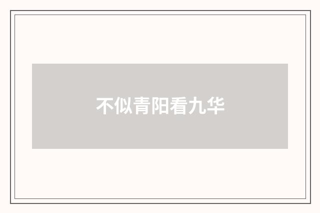 不似青阳看九华