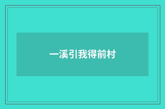 一溪引我得前村
