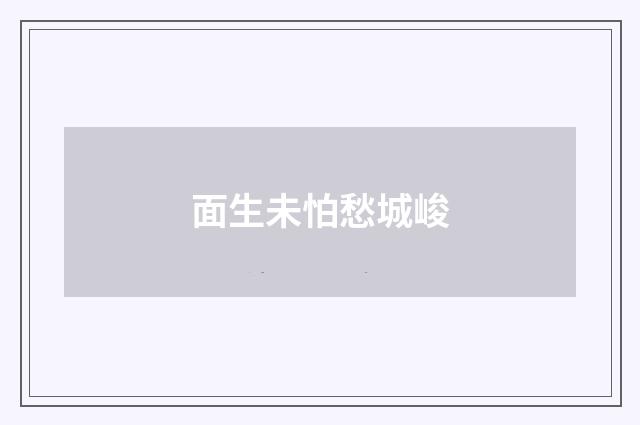 面生未怕愁城峻
