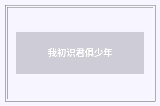 我初识君俱少年