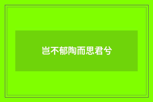岂不郁陶而思君兮