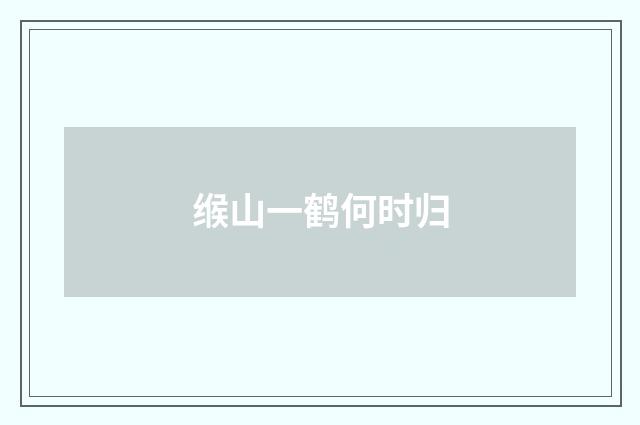 缑山一鹤何时归