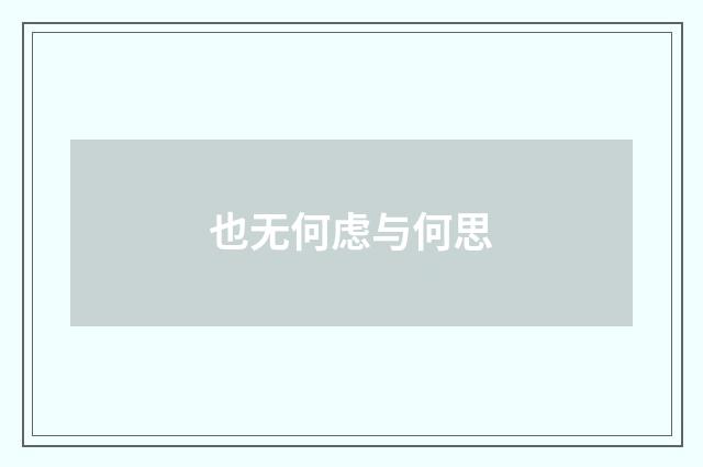 也无何虑与何思
