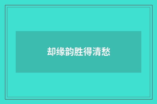 却缘韵胜得清愁