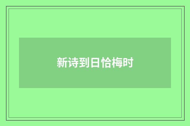 新诗到日恰梅时