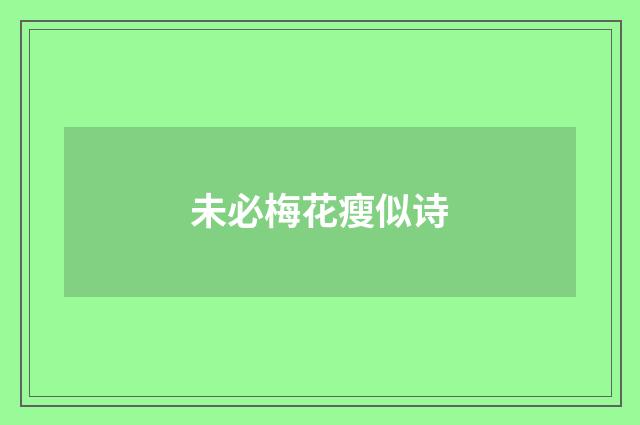 未必梅花瘦似诗