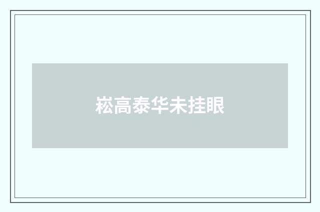 崧高泰华未挂眼