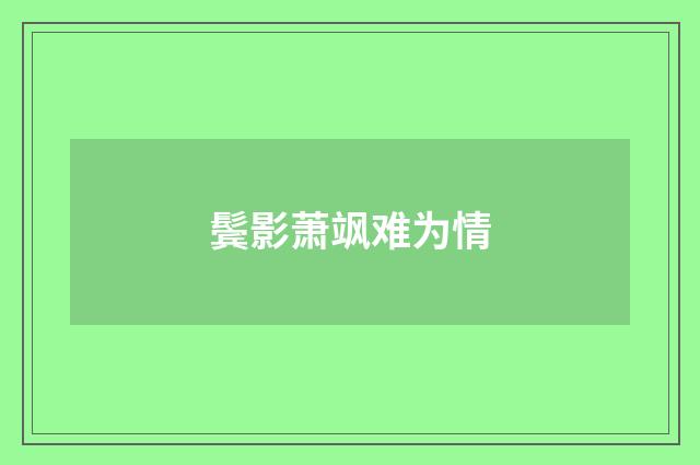 鬓影萧飒难为情