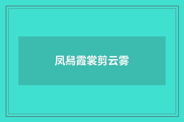 凤舄霞裳剪云雾