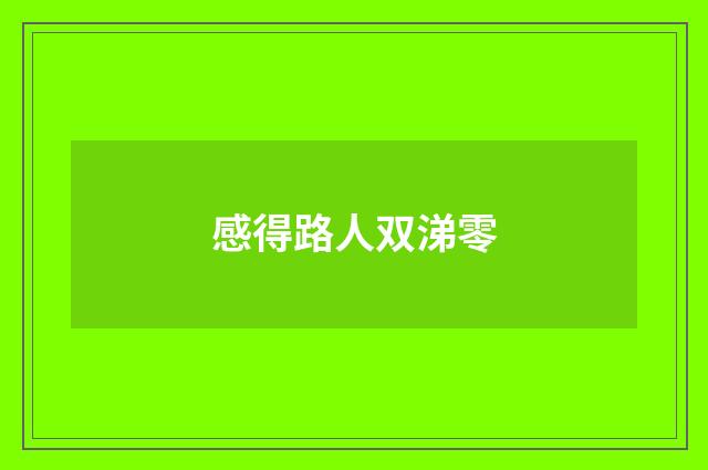 感得路人双涕零