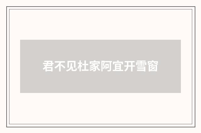 君不见杜家阿宜开雪窗