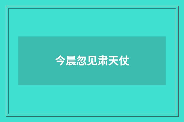 今晨忽见肃天仗