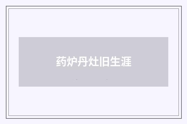 药炉丹灶旧生涯