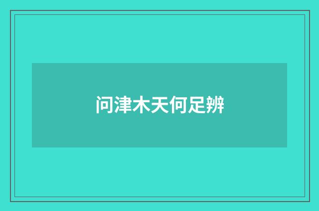 问津木天何足辨