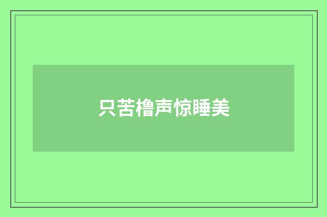 只苦橹声惊睡美