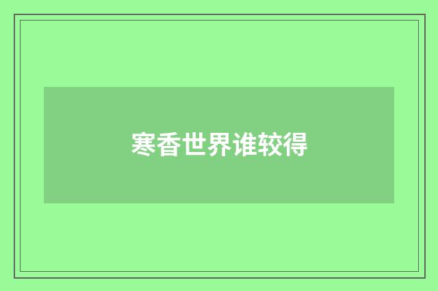 寒香世界谁较得