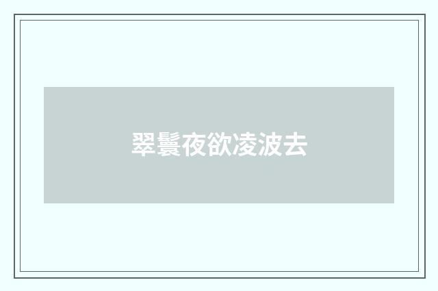翠鬟夜欲凌波去
