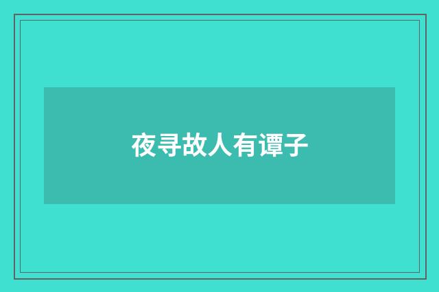 夜寻故人有谭子