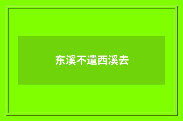 东溪不遣西溪去