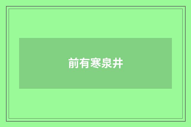 前有寒泉井
