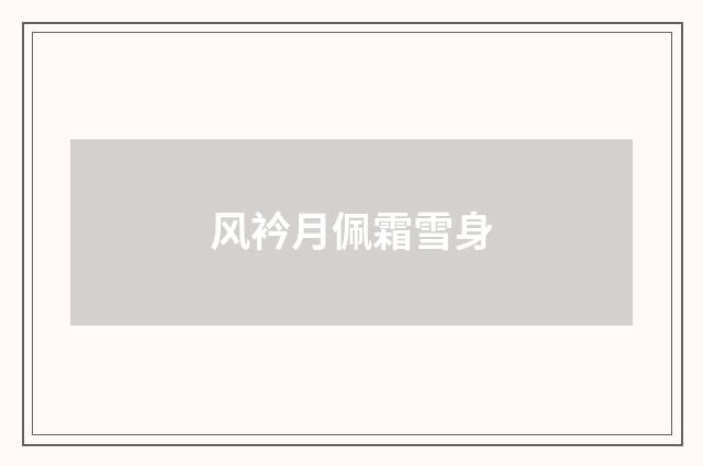 风衿月佩霜雪身