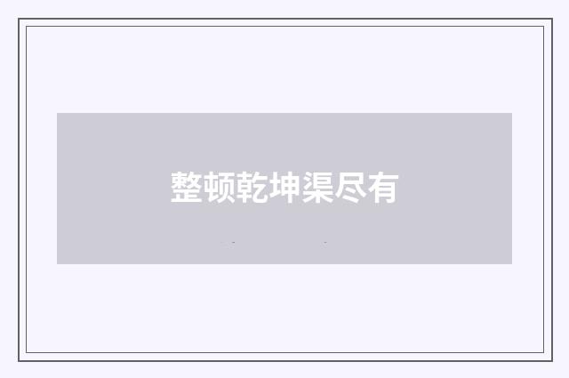 整顿乾坤渠尽有