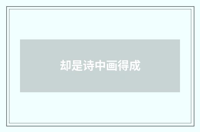 却是诗中画得成