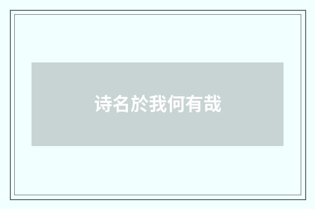 诗名於我何有哉