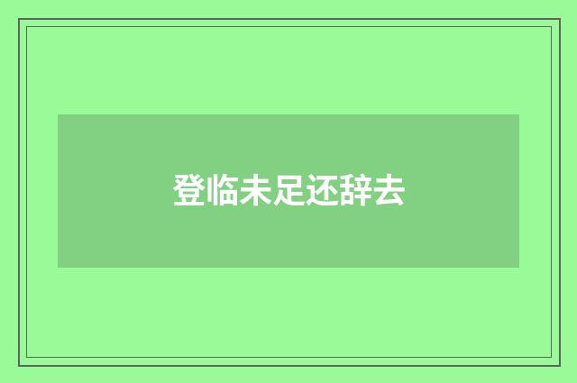 登临未足还辞去