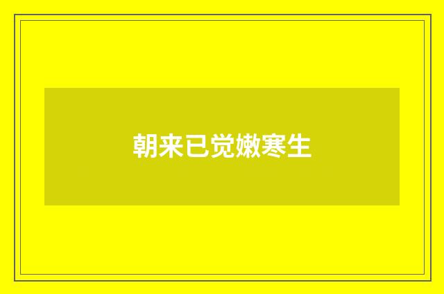 朝来已觉嫩寒生