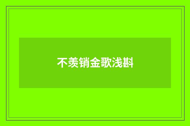 不羡销金歌浅斟