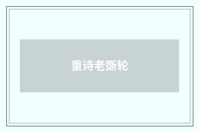 重诗老斲轮