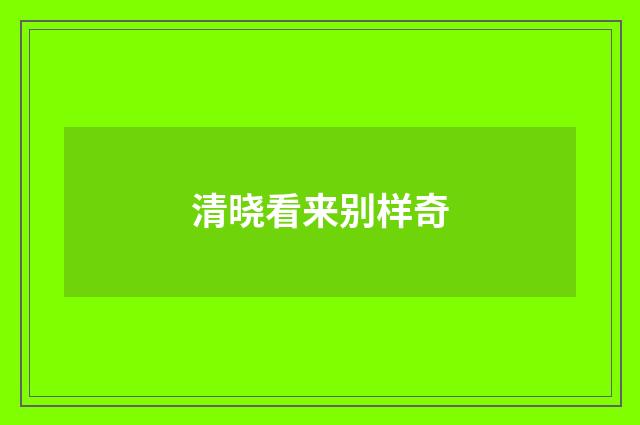 清晓看来别样奇