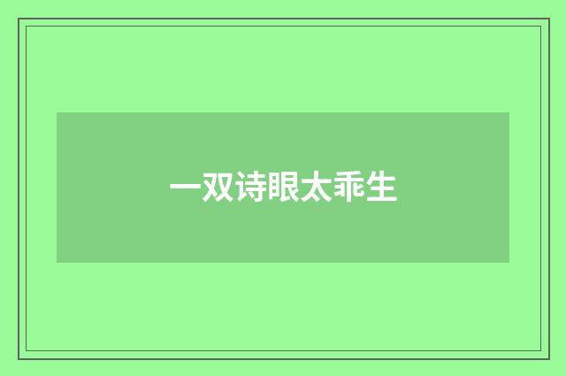 一双诗眼太乖生