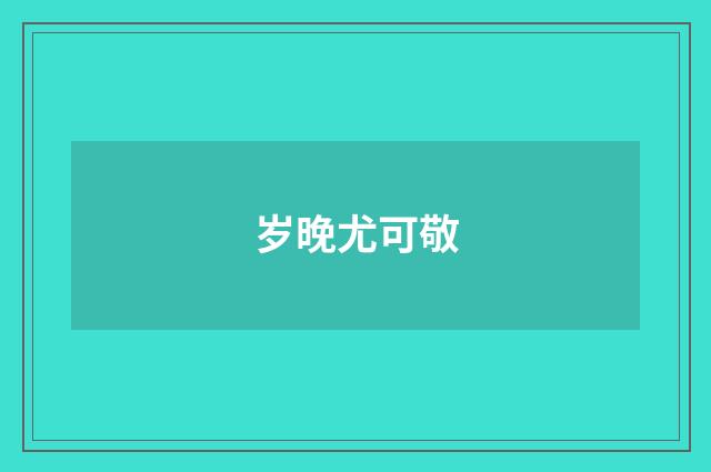 岁晚尤可敬