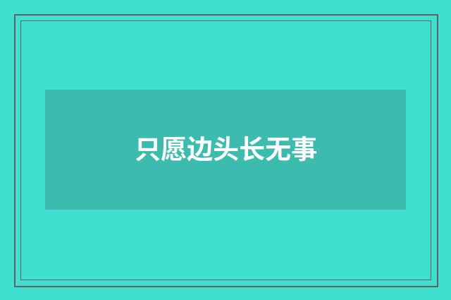 只愿边头长无事