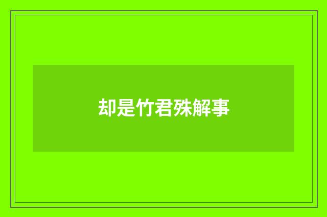却是竹君殊解事