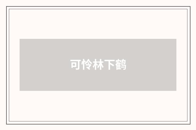 可怜林下鹤