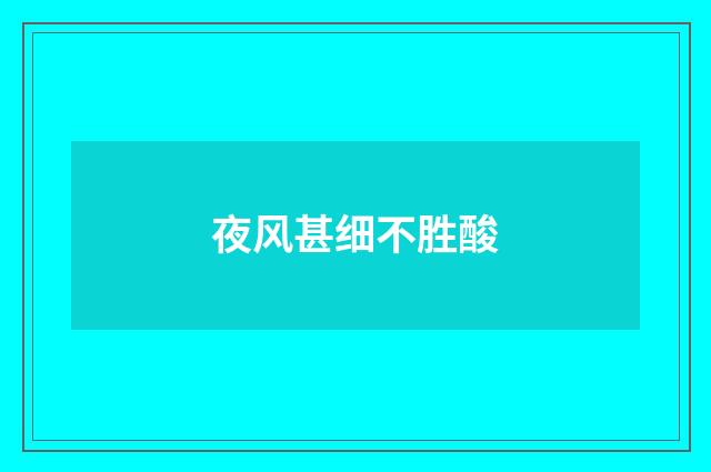 夜风甚细不胜酸