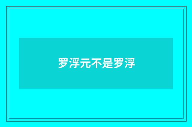 罗浮元不是罗浮