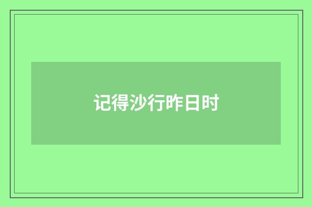 记得沙行昨日时