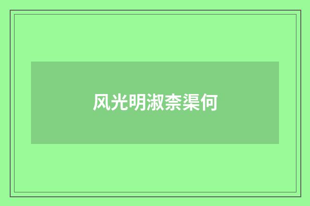 风光明淑柰渠何