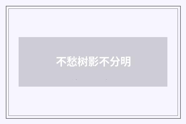 不愁树影不分明