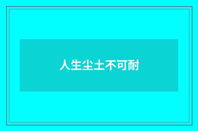人生尘土不可耐