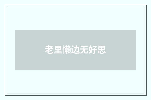 老里懒边无好思