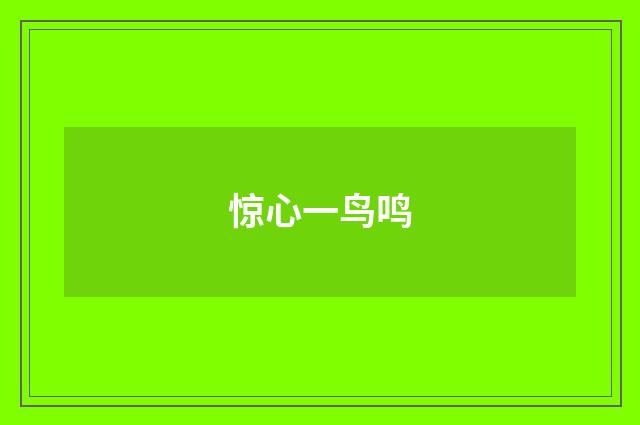 惊心一鸟鸣