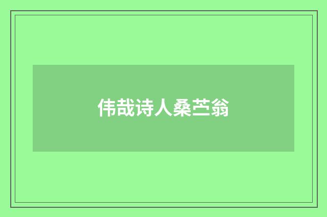 伟哉诗人桑苎翁