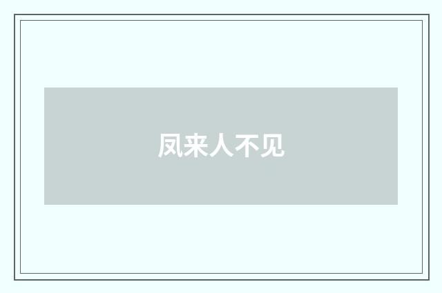 凤来人不见