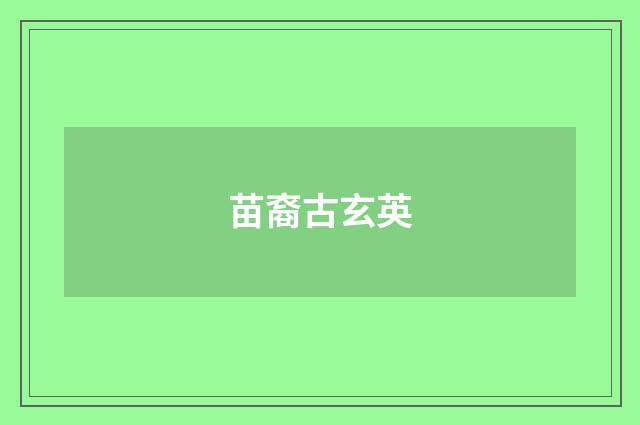 苗裔古玄英