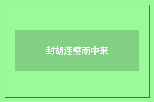 封胡连璧雨中来